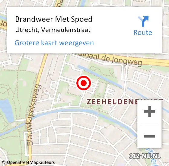 Locatie op kaart van de 112 melding: Brandweer Met Spoed Naar Utrecht, Vermeulenstraat op 24 augustus 2024 16:23