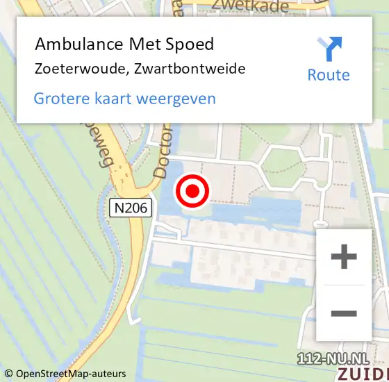 Locatie op kaart van de 112 melding: Ambulance Met Spoed Naar Zoeterwoude, Zwartbontweide op 24 augustus 2024 16:37