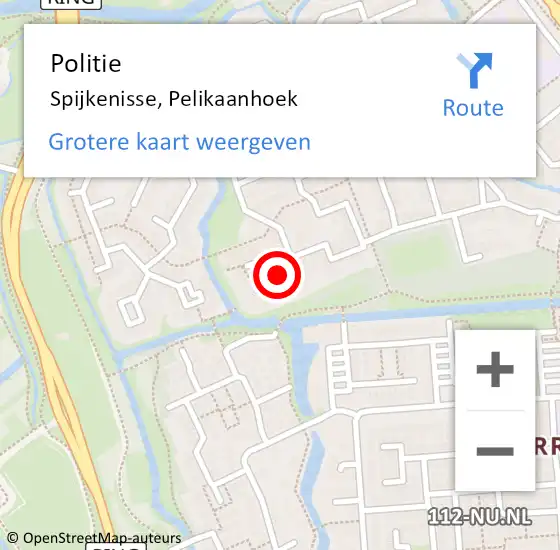 Locatie op kaart van de 112 melding: Politie Spijkenisse, Pelikaanhoek op 24 augustus 2024 16:40