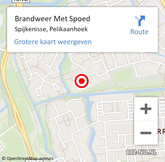 Locatie op kaart van de 112 melding: Brandweer Met Spoed Naar Spijkenisse, Pelikaanhoek op 24 augustus 2024 16:44