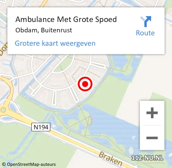 Locatie op kaart van de 112 melding: Ambulance Met Grote Spoed Naar Obdam, Buitenrust op 24 augustus 2024 16:49