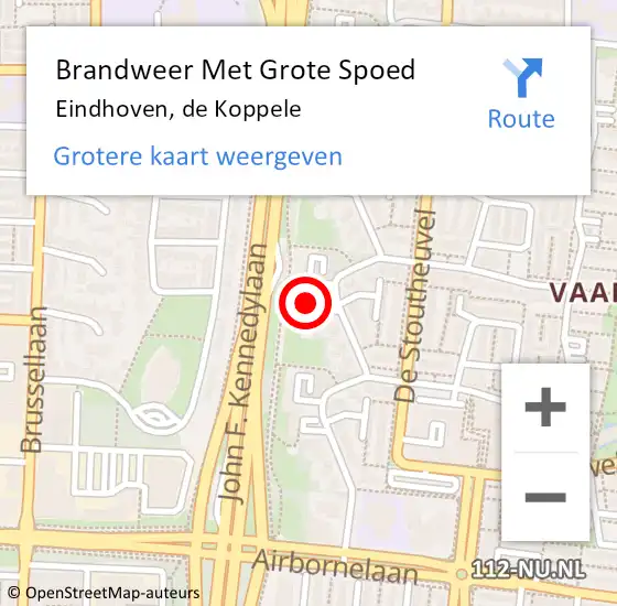 Locatie op kaart van de 112 melding: Brandweer Met Grote Spoed Naar Eindhoven, de Koppele op 24 augustus 2024 16:56