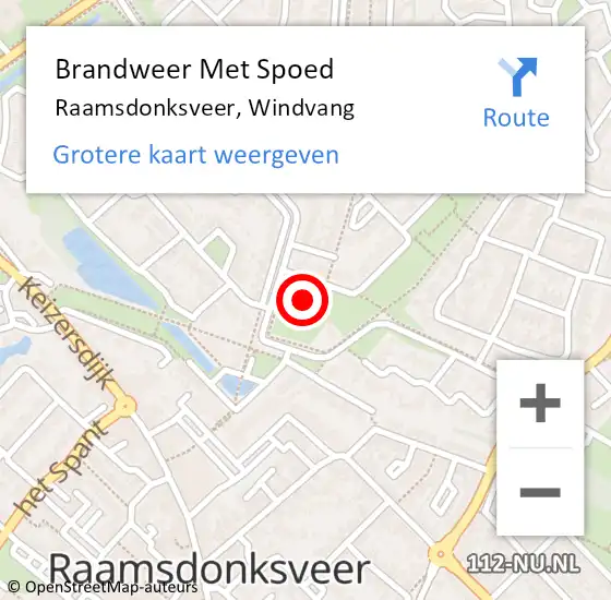 Locatie op kaart van de 112 melding: Brandweer Met Spoed Naar Raamsdonksveer, Windvang op 24 augustus 2024 17:00