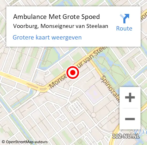 Locatie op kaart van de 112 melding: Ambulance Met Grote Spoed Naar Voorburg, Monseigneur van Steelaan op 24 augustus 2024 17:05