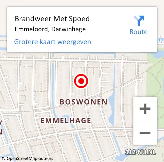 Locatie op kaart van de 112 melding: Brandweer Met Spoed Naar Emmeloord, Darwinhage op 24 augustus 2024 17:13