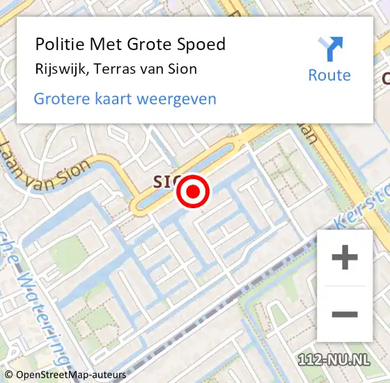 Locatie op kaart van de 112 melding: Politie Met Grote Spoed Naar Rijswijk, Terras van Sion op 24 augustus 2024 17:13