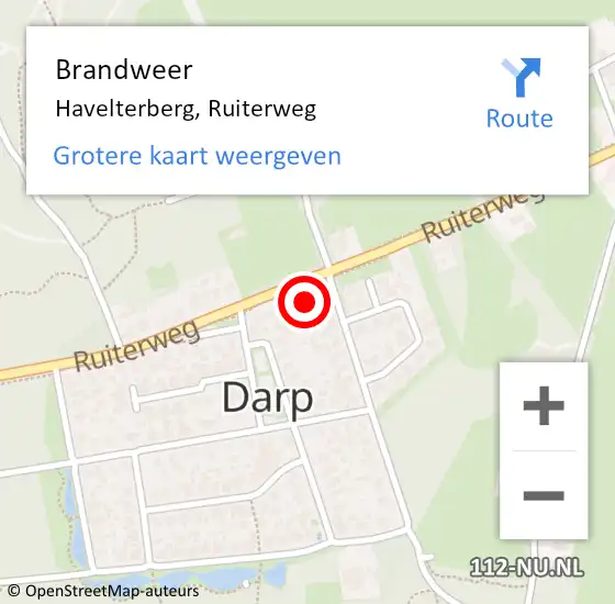 Locatie op kaart van de 112 melding: Brandweer Havelterberg, Ruiterweg op 24 augustus 2024 17:16