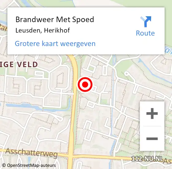 Locatie op kaart van de 112 melding: Brandweer Met Spoed Naar Leusden, Herikhof op 24 augustus 2024 17:17