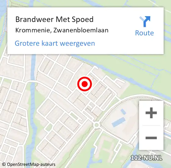 Locatie op kaart van de 112 melding: Brandweer Met Spoed Naar Krommenie, Zwanenbloemlaan op 24 augustus 2024 17:21