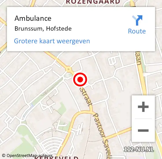 Locatie op kaart van de 112 melding: Ambulance Brunssum, Hofstede op 17 oktober 2014 15:41