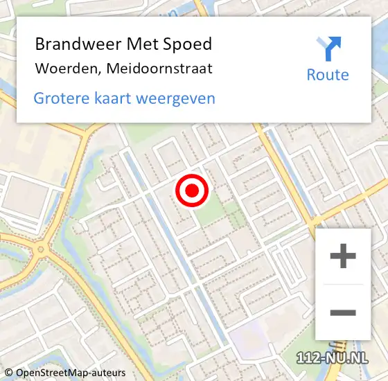 Locatie op kaart van de 112 melding: Brandweer Met Spoed Naar Woerden, Meidoornstraat op 24 augustus 2024 17:24