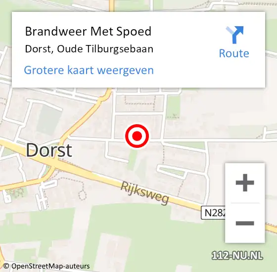 Locatie op kaart van de 112 melding: Brandweer Met Spoed Naar Dorst, Oude Tilburgsebaan op 24 augustus 2024 17:36