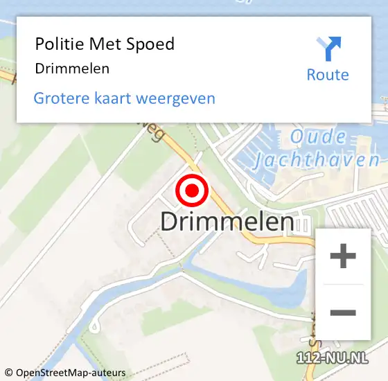 Locatie op kaart van de 112 melding: Politie Met Spoed Naar Drimmelen op 24 augustus 2024 17:45