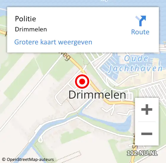 Locatie op kaart van de 112 melding: Politie Drimmelen op 24 augustus 2024 17:45