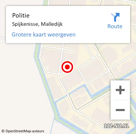 Locatie op kaart van de 112 melding: Politie Spijkenisse, Malledijk op 24 augustus 2024 17:45