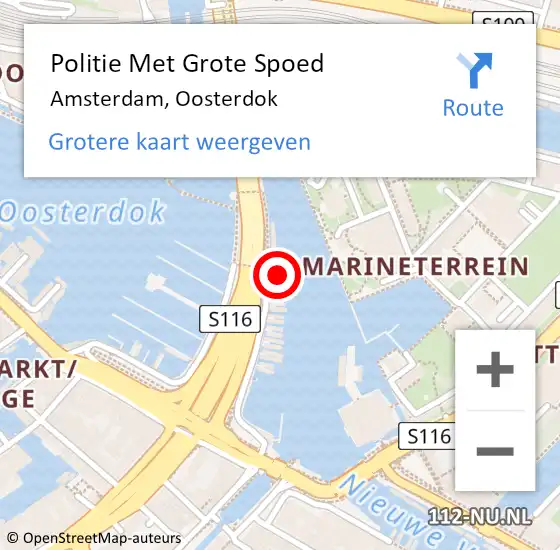 Locatie op kaart van de 112 melding: Politie Met Grote Spoed Naar Amsterdam, Oosterdok op 24 augustus 2024 17:47