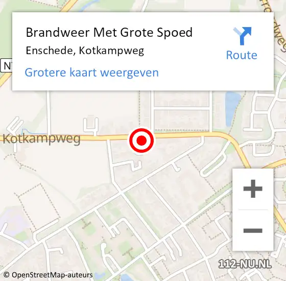 Locatie op kaart van de 112 melding: Brandweer Met Grote Spoed Naar Enschede, Kotkampweg op 24 augustus 2024 17:55