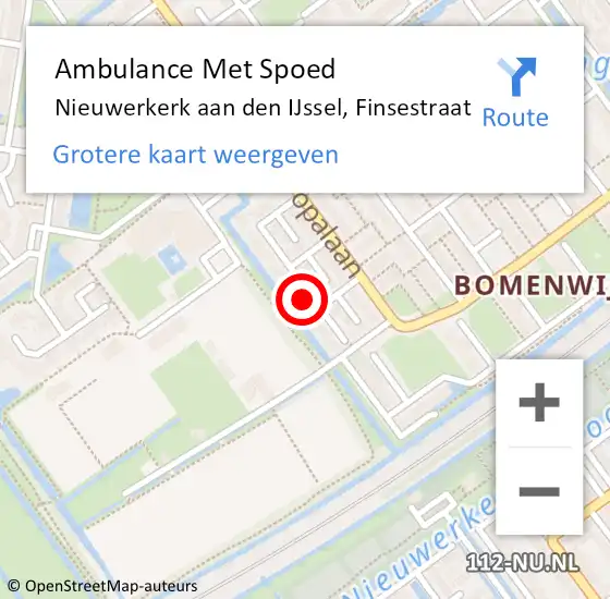 Locatie op kaart van de 112 melding: Ambulance Met Spoed Naar Nieuwerkerk aan den IJssel, Finsestraat op 24 augustus 2024 18:11