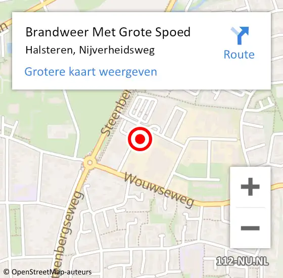 Locatie op kaart van de 112 melding: Brandweer Met Grote Spoed Naar Halsteren, Nijverheidsweg op 24 augustus 2024 18:12