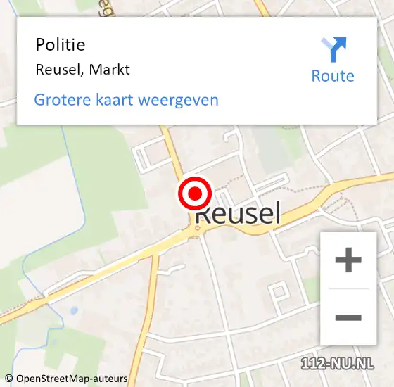 Locatie op kaart van de 112 melding: Politie Reusel, Markt op 24 augustus 2024 18:13