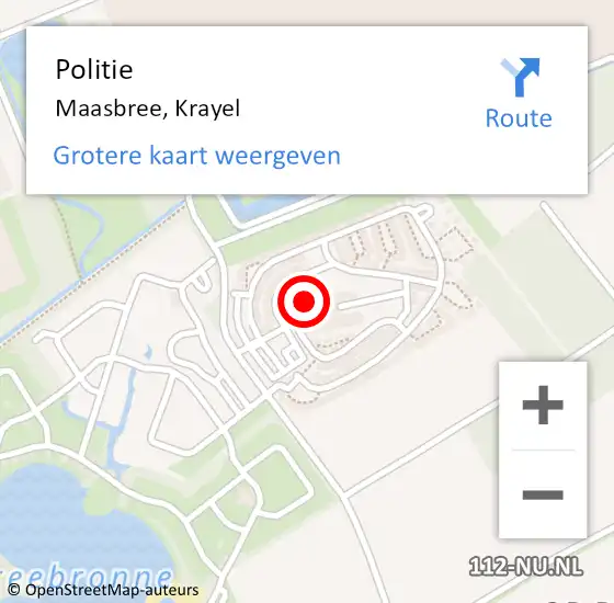 Locatie op kaart van de 112 melding: Politie Maasbree, Krayel op 24 augustus 2024 18:14