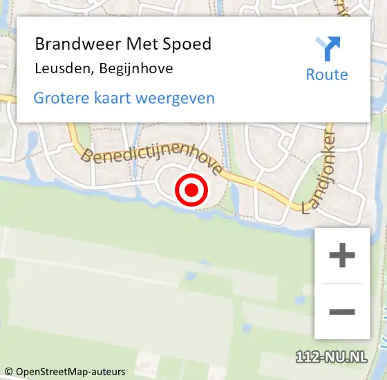 Locatie op kaart van de 112 melding: Brandweer Met Spoed Naar Leusden, Begijnhove op 24 augustus 2024 18:15