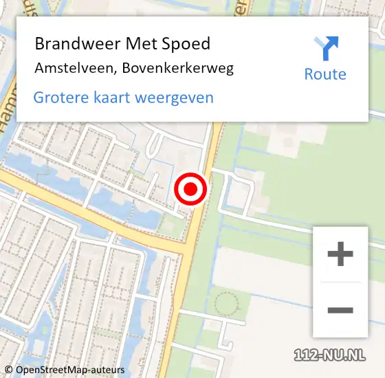 Locatie op kaart van de 112 melding: Brandweer Met Spoed Naar Amstelveen, Bovenkerkerweg op 24 augustus 2024 18:16