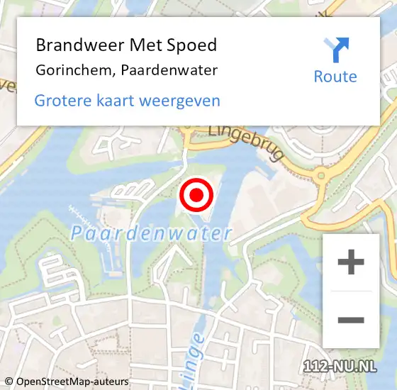 Locatie op kaart van de 112 melding: Brandweer Met Spoed Naar Gorinchem, Paardenwater op 24 augustus 2024 18:18