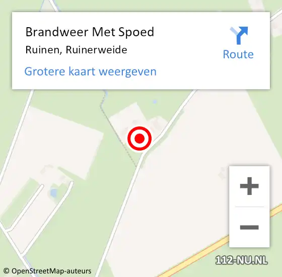 Locatie op kaart van de 112 melding: Brandweer Met Spoed Naar Ruinen, Ruinerweide op 17 oktober 2014 15:46