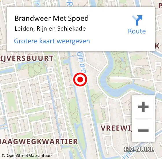 Locatie op kaart van de 112 melding: Brandweer Met Spoed Naar Leiden, Rijn en Schiekade op 24 augustus 2024 18:25