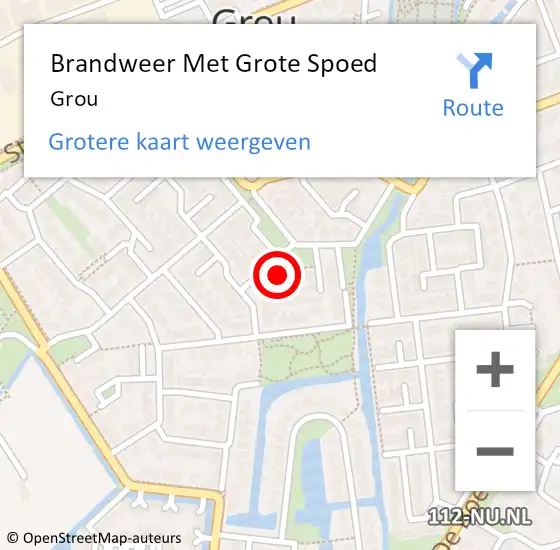 Locatie op kaart van de 112 melding: Brandweer Met Grote Spoed Naar Grou op 24 augustus 2024 18:26