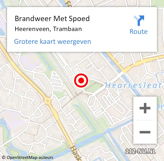 Locatie op kaart van de 112 melding: Brandweer Met Spoed Naar Heerenveen, Trambaan op 24 augustus 2024 18:28