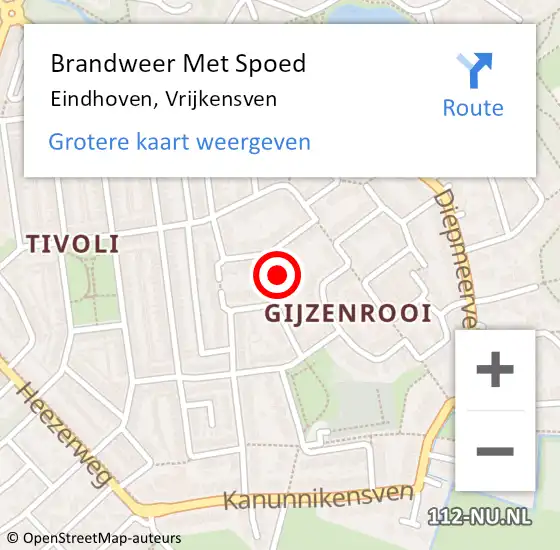 Locatie op kaart van de 112 melding: Brandweer Met Spoed Naar Eindhoven, Vrijkensven op 24 augustus 2024 18:34