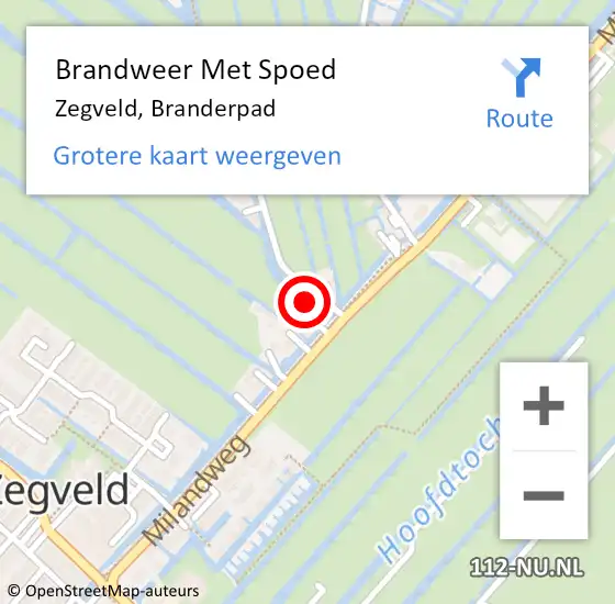 Locatie op kaart van de 112 melding: Brandweer Met Spoed Naar Zegveld, Branderpad op 24 augustus 2024 18:34