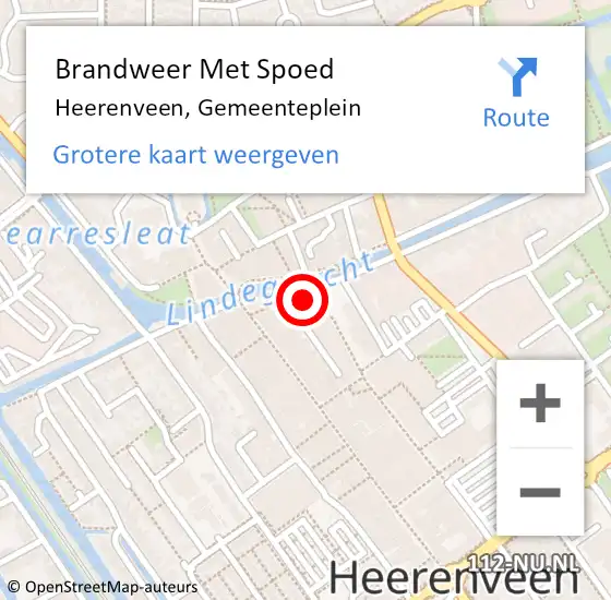 Locatie op kaart van de 112 melding: Brandweer Met Spoed Naar Heerenveen, Gemeenteplein op 24 augustus 2024 18:35