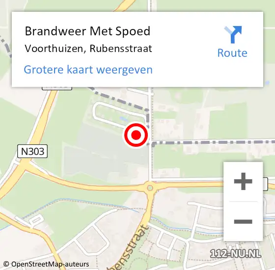 Locatie op kaart van de 112 melding: Brandweer Met Spoed Naar Voorthuizen, Rubensstraat op 24 augustus 2024 18:38