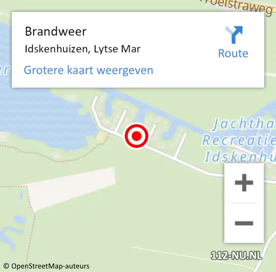 Locatie op kaart van de 112 melding: Brandweer Idskenhuizen, Lytse Mar op 24 augustus 2024 18:39