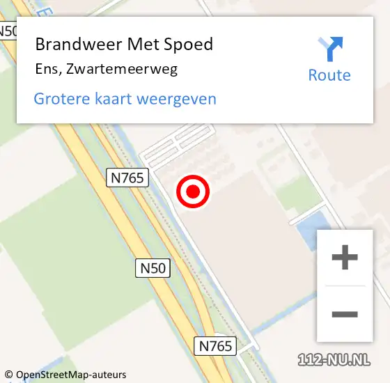 Locatie op kaart van de 112 melding: Brandweer Met Spoed Naar Ens, Zwartemeerweg op 24 augustus 2024 18:41