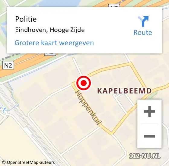 Locatie op kaart van de 112 melding: Politie Eindhoven, Hooge Zijde op 24 augustus 2024 18:43