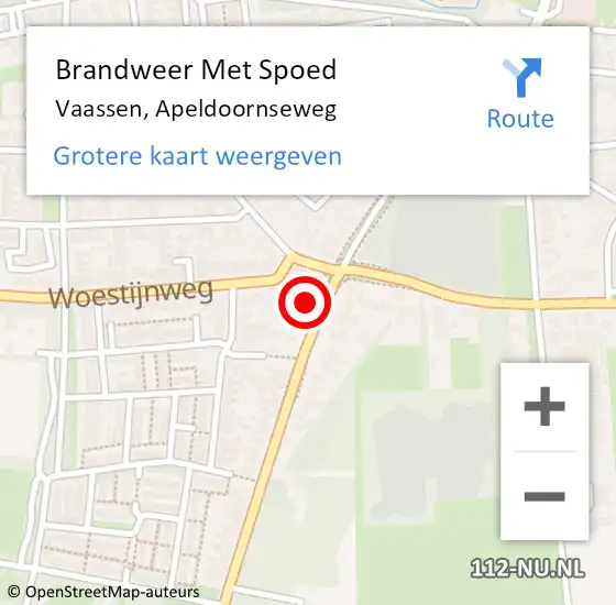 Locatie op kaart van de 112 melding: Brandweer Met Spoed Naar Vaassen, Apeldoornseweg op 24 augustus 2024 18:44