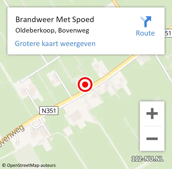 Locatie op kaart van de 112 melding: Brandweer Met Spoed Naar Oldeberkoop, Bovenweg op 24 augustus 2024 18:48