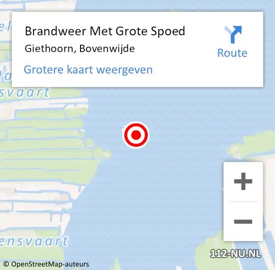 Locatie op kaart van de 112 melding: Brandweer Met Grote Spoed Naar Giethoorn, Bovenwijde op 24 augustus 2024 18:48