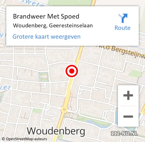 Locatie op kaart van de 112 melding: Brandweer Met Spoed Naar Woudenberg, Geeresteinselaan op 24 augustus 2024 18:48