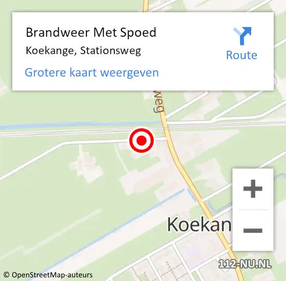 Locatie op kaart van de 112 melding: Brandweer Met Spoed Naar Koekange, Stationsweg op 24 augustus 2024 19:00