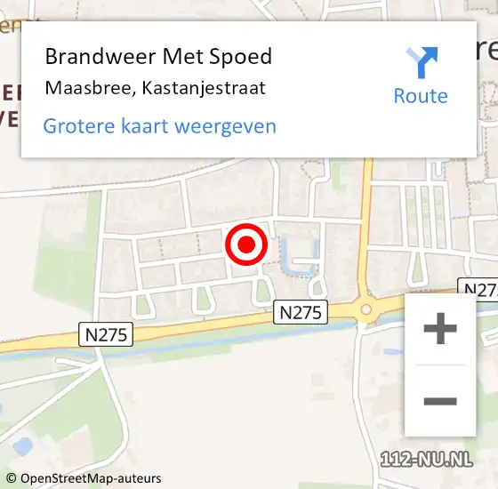 Locatie op kaart van de 112 melding: Brandweer Met Spoed Naar Maasbree, Kastanjestraat op 24 augustus 2024 19:05