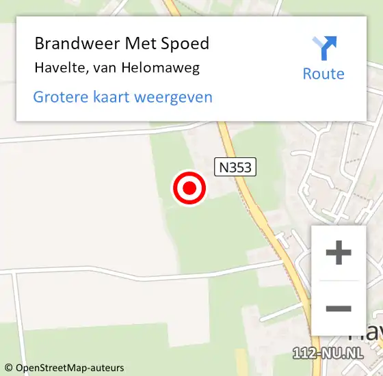 Locatie op kaart van de 112 melding: Brandweer Met Spoed Naar Havelte, van Helomaweg op 24 augustus 2024 19:08