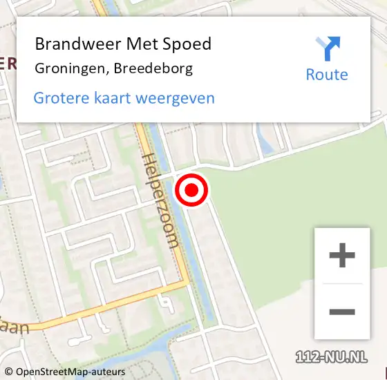 Locatie op kaart van de 112 melding: Brandweer Met Spoed Naar Groningen, Breedeborg op 24 augustus 2024 19:12