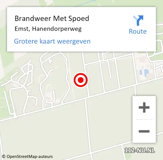 Locatie op kaart van de 112 melding: Brandweer Met Spoed Naar Emst, Hanendorperweg op 24 augustus 2024 19:14