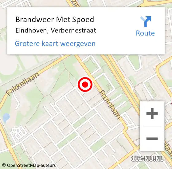 Locatie op kaart van de 112 melding: Brandweer Met Spoed Naar Eindhoven, Verbernestraat op 24 augustus 2024 19:15