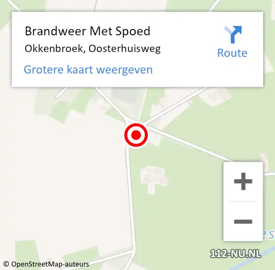 Locatie op kaart van de 112 melding: Brandweer Met Spoed Naar Okkenbroek, Oosterhuisweg op 24 augustus 2024 19:21